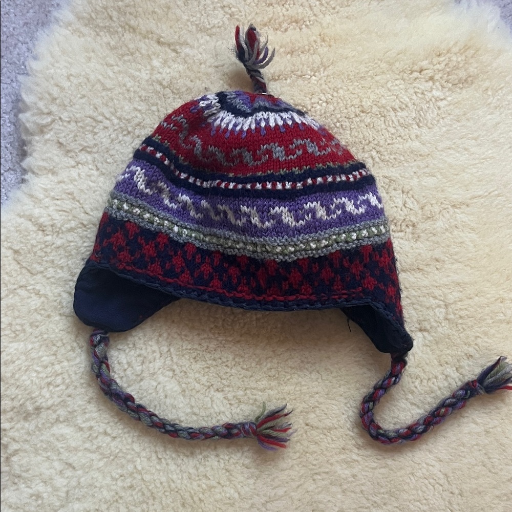 Handmade wool Norwegian hat with ear flaps